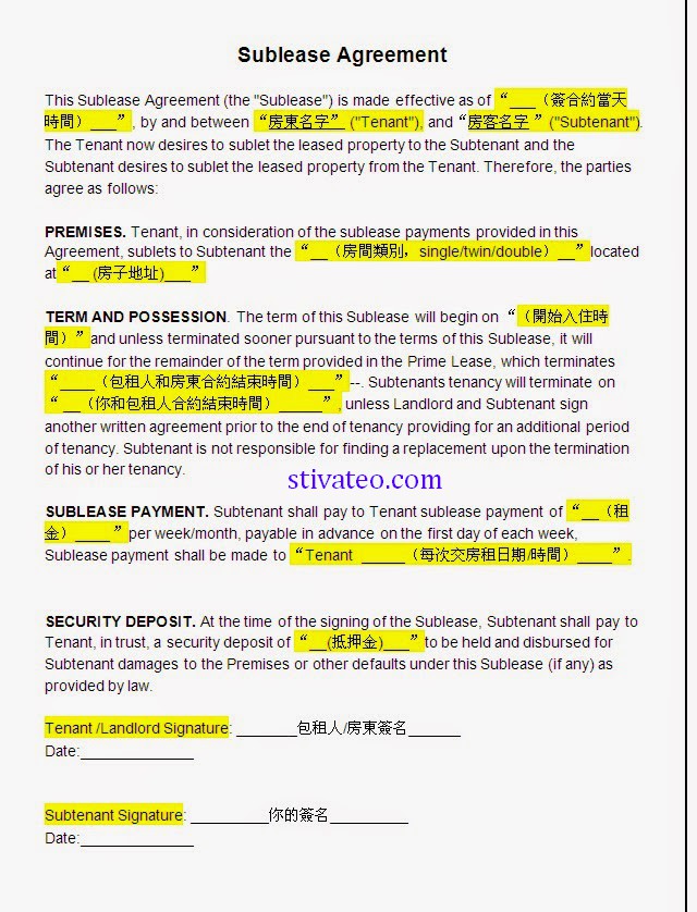 stiva teo, 都柏林住宿，合約