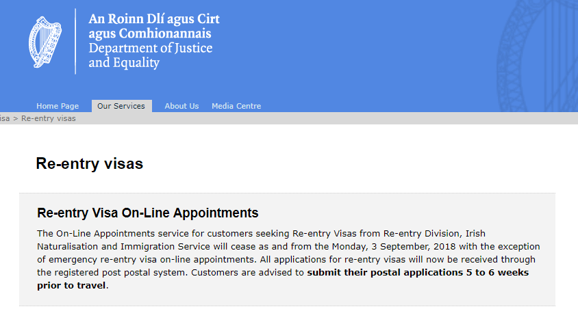 【簽證】往返簽Re-entry Visa不能網上預約了